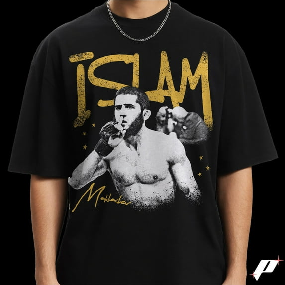 Islam Makhachev Oversized Tee, UFC Fight Night Shirt,Black Color,Size XL