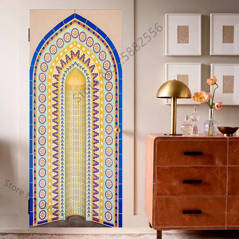 Islam Style Muslim Door Sticker Adhesive Religous Wall Mural Arch ...