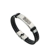 Islamic Allah Arabic Calligraphy Silicone Bracelet with Stainless Steel Buckle, Muslim Name of Gods Messenger Protection Wristband Arab Religious Faith Reminder Bangle, Silver, 8.26 Inch