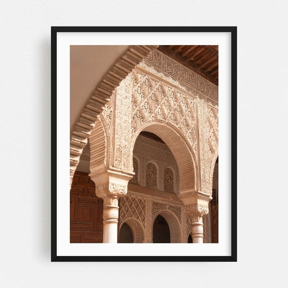 Islamic Architecture - Alhambra Granada Spain Photography - Centro Andalucía Spain Photography Architecture Art Deco Mediterranean Black Framed Wall Art Print 6 x 8 inches