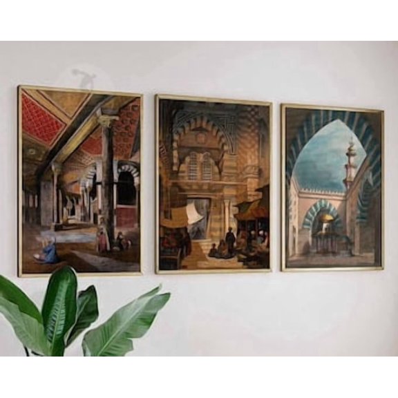 Islamic Architecture Prints, Arabic Pattern Wall Art, Stretched Canvas