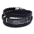 thumbnail image 1 of Islamic Calligraphy Allah Wrap Leather Bracelet with Buckle, Religious Arabic Prayer Writing Engraved Bangle, Islam Jewelry Gifts for Muslims, Black, 1 of 6