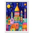 thumbnail image 1 of Islamic Cityscape Moonlight Mosque Folk Art Artwork Framed Wall Art Print A4, 1 of 4