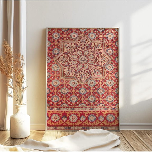 Islamic Floral Art Poster, Traditional Islamic Pattern Print, Islamic Geometric Artwork, Arabic Calligraphy Poster Wall Art, Modern Wall Decor, 12x18 UNFRAMED