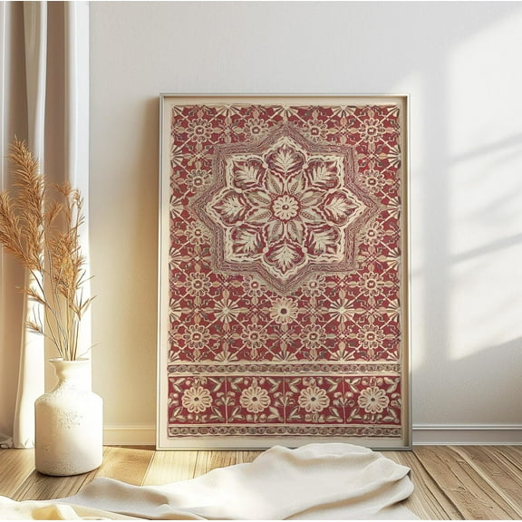 Islamic Floral Art Poster, Traditional Islamic Pattern Print, Islamic Geometric Artwork, Arabic Calligraphy Poster Wall Art, Modern Wall Decor, 24x36 UNFRAMED