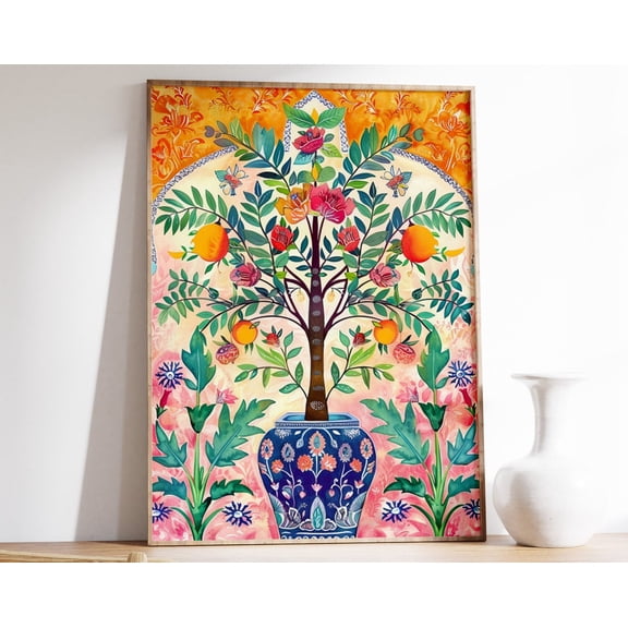 Islamic Floral Art Poster, Traditional Islamic Print, Islamic Artwork, Middle Eastern Decor, Arabic Poster Wall Art, Modern Wall Decor, 8x12 UNFRAMED