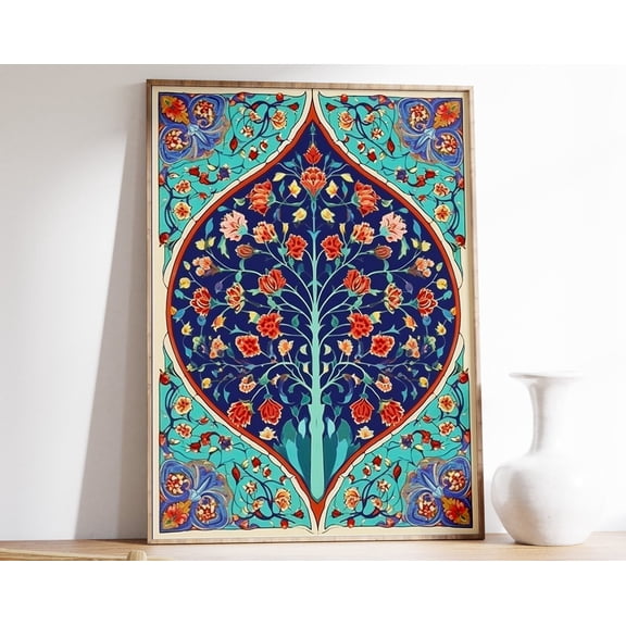 Islamic Floral Art Print Geometric Muslim Artwork Arabic Calligraphy