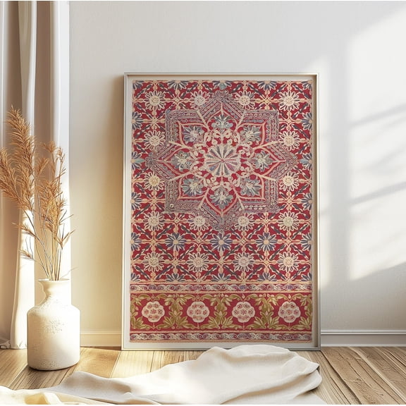 Islamic Floral Art Traditional Geometric Pattern Muslim Arabic Motif V2, Unframed Poster