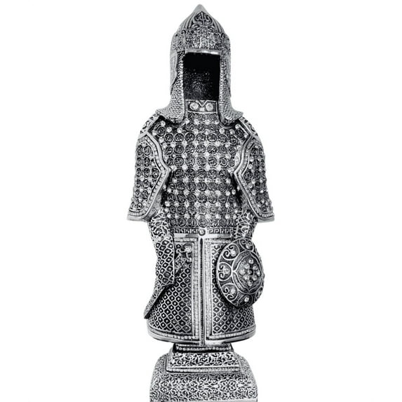 Islamic Home Decoration, Islamic Ottoman Suit of Armor with Names of Allah, Islamic Art Sculpture Table Décor, Islamic Statue Figurine Décor, Allah Table Décor, Muslim Table Decor (Silver Large 13")