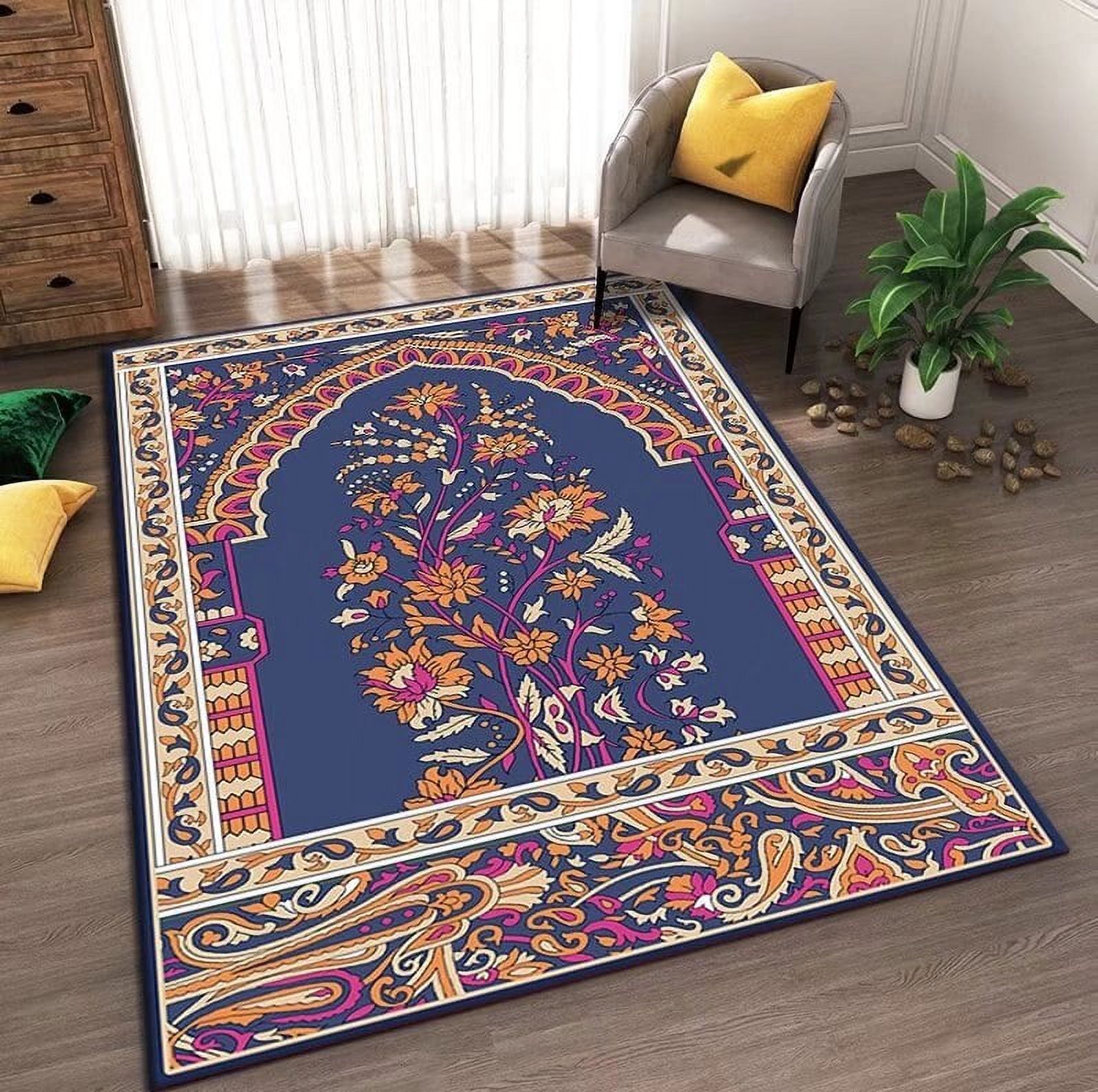 Islamic Interactive Prayer Rug Muslim Carpet Pilgrimage Floor Mat Simple and Stylish Home Living