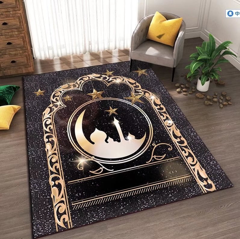 Islamic Interactive Prayer Rug Muslim Carpet Pilgrimage Floor Mat Simple and Stylish Home Living