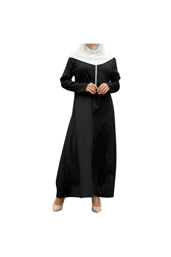 Islamic Maxi Dress for Women Abaya Long Sleeve Dress Comfortable Loose Muslim One-Piece Dress Full Length Kaftan