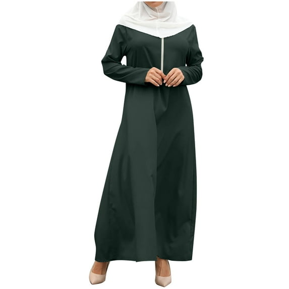 Islamic Maxi Dress for Women Abaya Long Sleeve Dress Comfortable Loose Muslim One-Piece Dress Full Length Kaftan