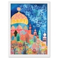 thumbnail image 1 of Islamic Mosque At Night Folk Art Watercolour Painting Artwork Framed Wall Art Print A4, 1 of 4