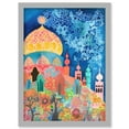 thumbnail image 1 of Islamic Mosque At Night Folk Art Watercolour Painting Artwork Framed Wall Art Print A4, 1 of 4