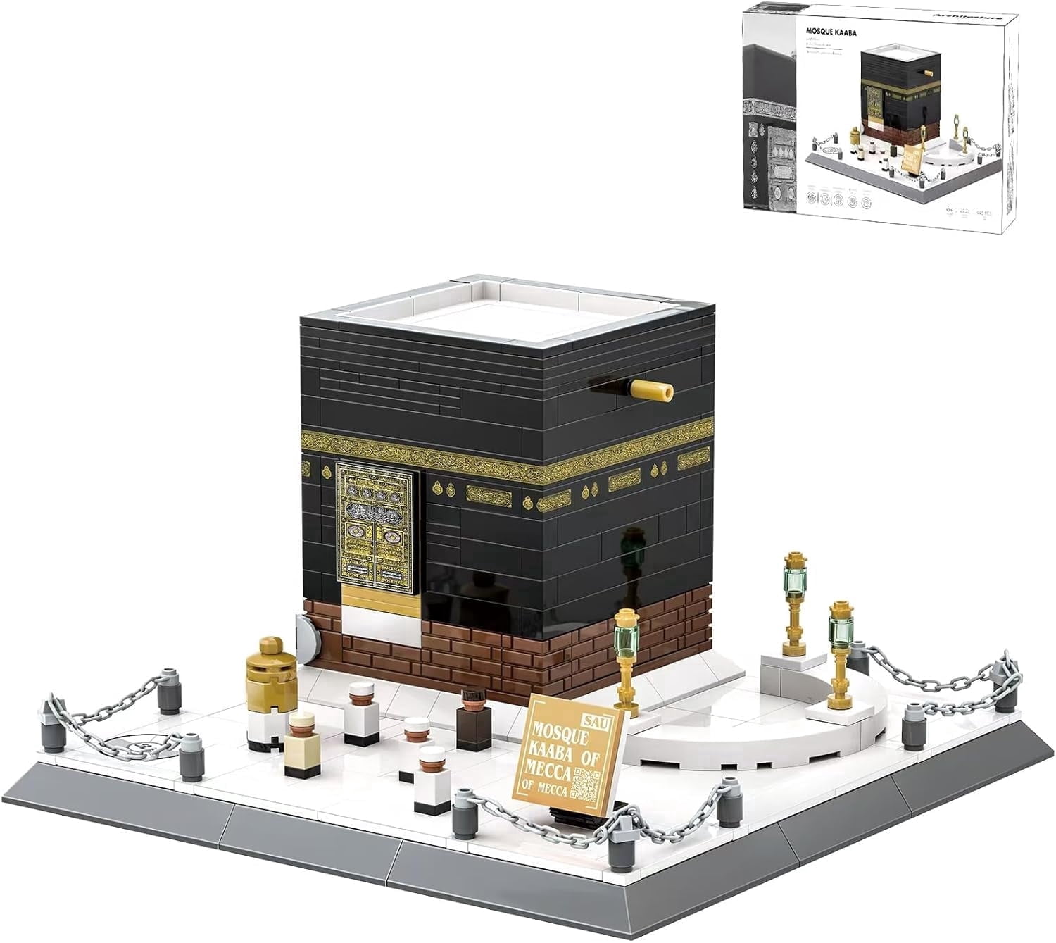 Islamic Mosque Kaaba Architectural Model Building Block Sets Muslim Bricks Toy Hajj Kit Eid,446 Pieces