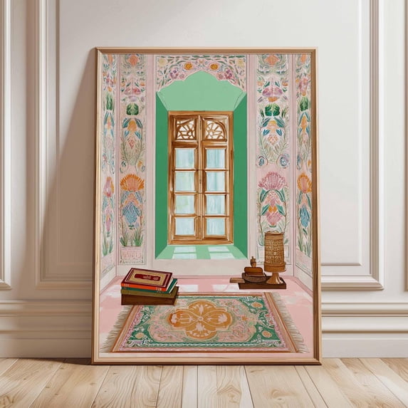 Islamic Prayer Room Mosque Interior Middle Eastern Poster - Walmart.com