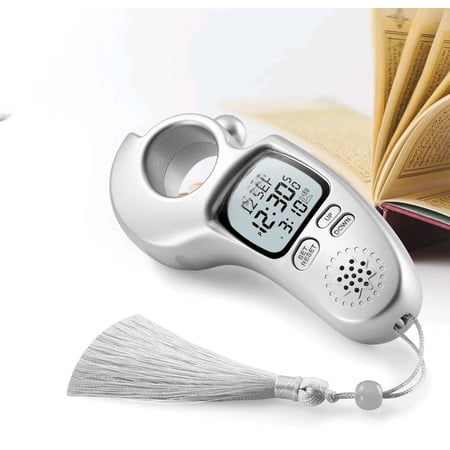 Islamic Prayer Time and Athan Sound Reminder Digital Tasbih Counter, Full Azan Clock for USA and Worldwide, Portable (Silver)$$Home Decor, Kitchen, & Other