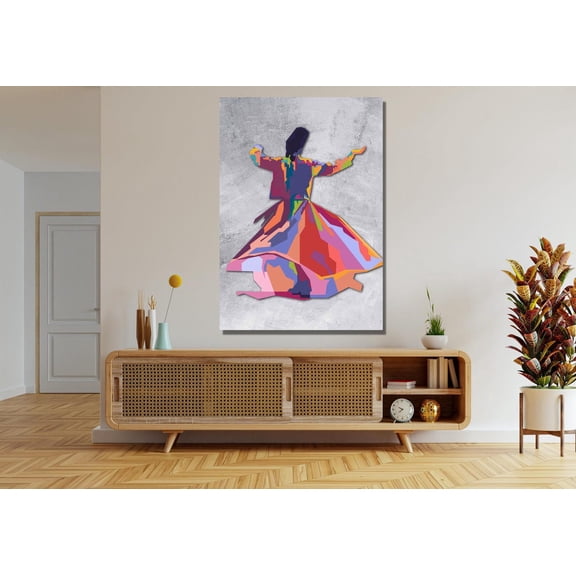 Islamic Spiritual Mysticism Sufi Whirling Dance Monochromatic Wall Art, Unframed Poster