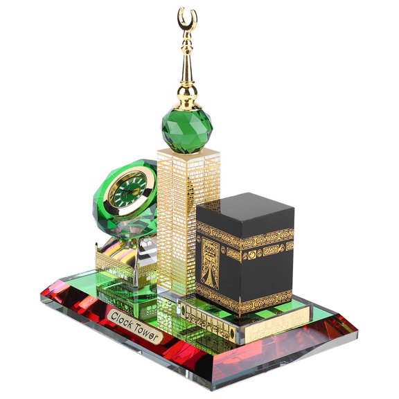 Islamic Table Clock Islamic Architecture Handicrafts, Muslim Kaaba Clock Tower Model Islamic Architecture Handicrafts Souvenirs Home Desktop Decor