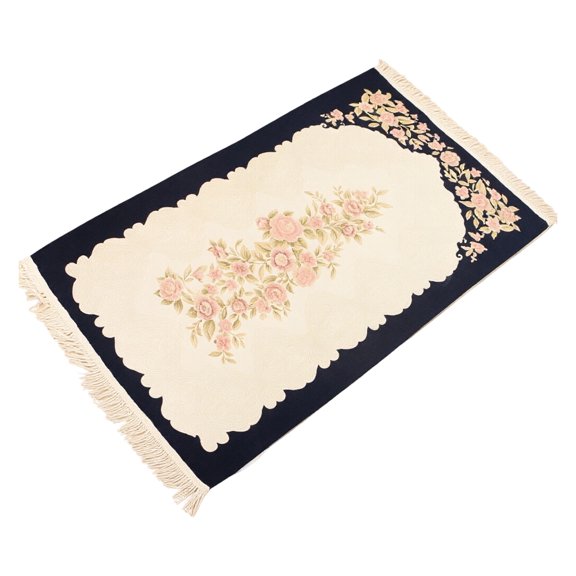 Islamics Prayer Rug Floral Embroidery Kneeling Mat with Tassels Carpet Muslims Blanket for Men Women Religious Gift