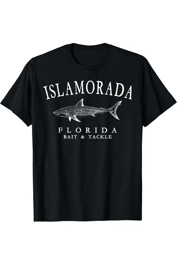 Islamorada Florida Shark Retro Arched White Letters T-Shirt