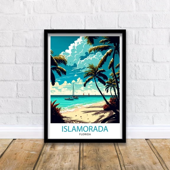 Islamorada Florida Travel Print| Islamorada Wall Art Florida Keys Illustration Travel Poster Gift For Florida Traveler Home Decor, Poster Only