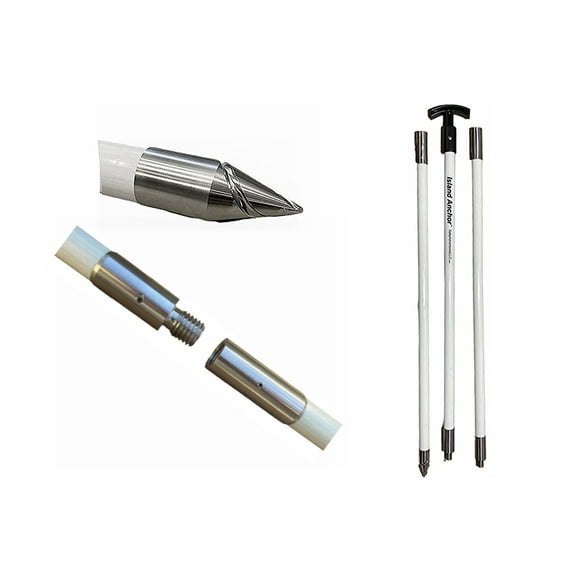 Island Anchor - 1" x 8' - 3 Piece - Shallow Water Anchor Pole (White)