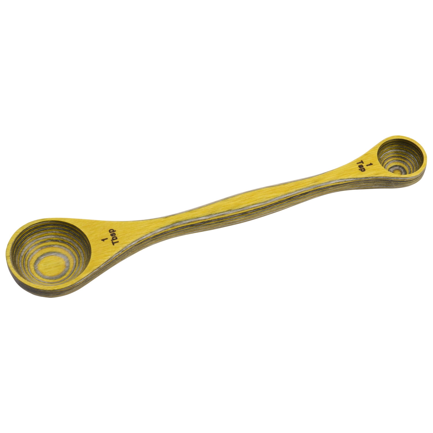 Island Bamboo 9Inch Pakkawood Double Sided Measuring Spoon, Lemon