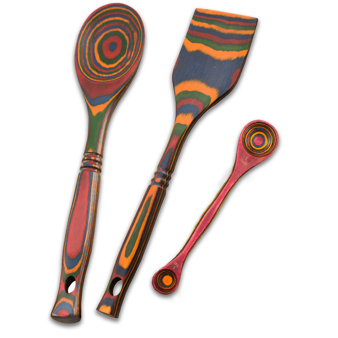 Rainbow Pakkawood 3-Piece Cooking Utensil Set