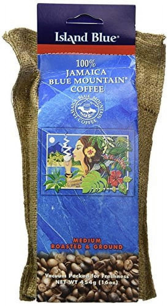 Island Blue 100 Jamaica Blue Mountain Ground Coffee 16oz