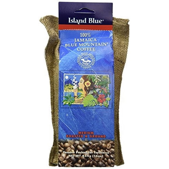 Island Blue 100 Jamaica Blue Mountain Ground Coffee 16oz