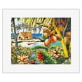 thumbnail image 1 of Island Bounty - Traditional Hawaiian Thatched Grass Hale (House) - From an Original Hawaii Watercolor Painting by Peggy Chun - Fine Art Rolled Canvas Print 11in x 14in, 1 of 4
