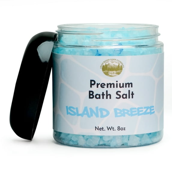 Island Breeze Salt Scrub - 8oz Detox Bath Salt Body Scrub, Great as a Face Scrub & Exfoliating Body Scrub for Acne Scars, Stretch Marks, Foot Scrub, Great Gifts For Women - Falls River Soap Company