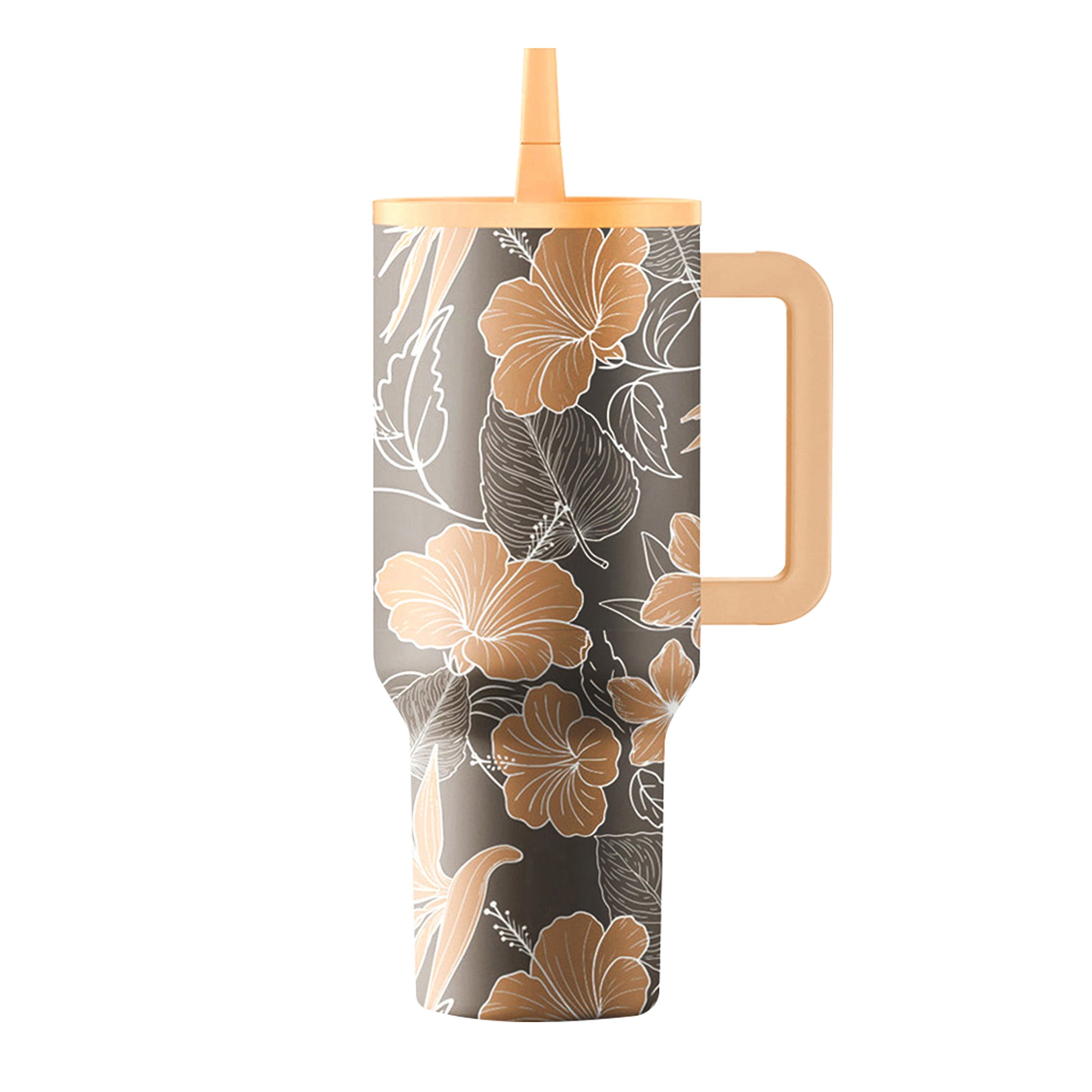 Island Crew 40 oz Hibiscus Stainless Steel Tumbler, Brown