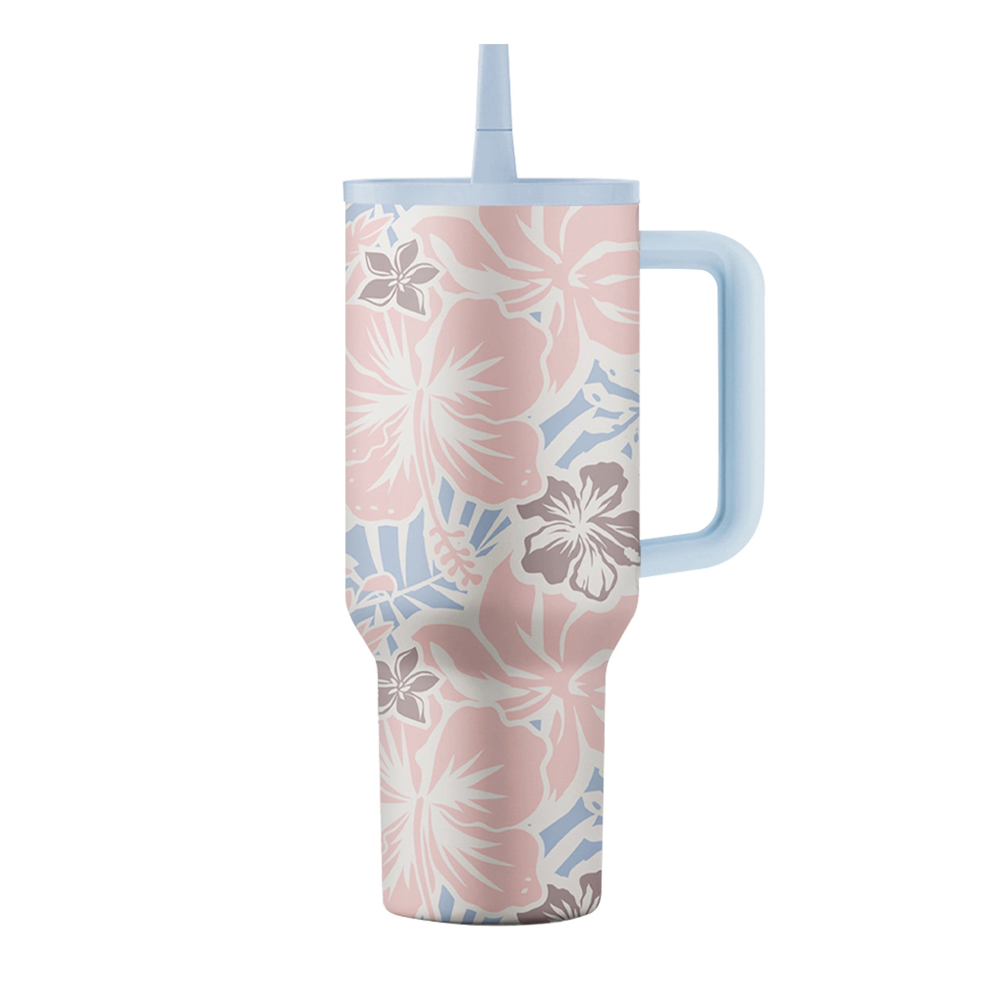 Island Crew 40 oz Hibiscus Stainless Steel Tumbler, Pink