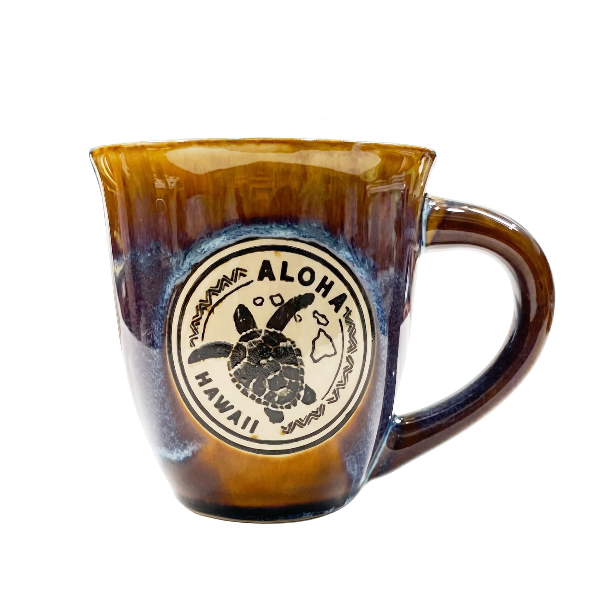 Island Crew Aloha Honu Ceramic Mug, Hand-Painted, 15 oz, Microwave Safe
