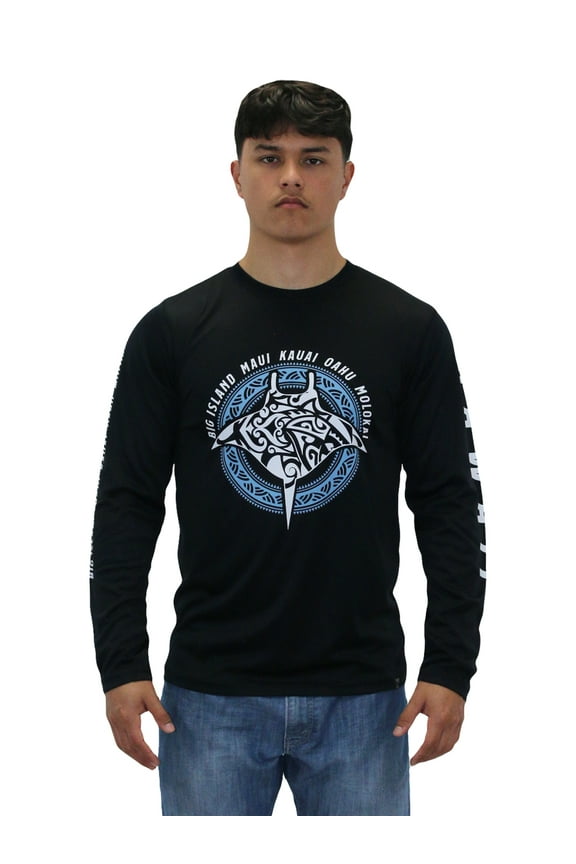 Dri Fit Cool T-Shirt Long Sleeve, Manta Ray, Small - 3XLarge, Black