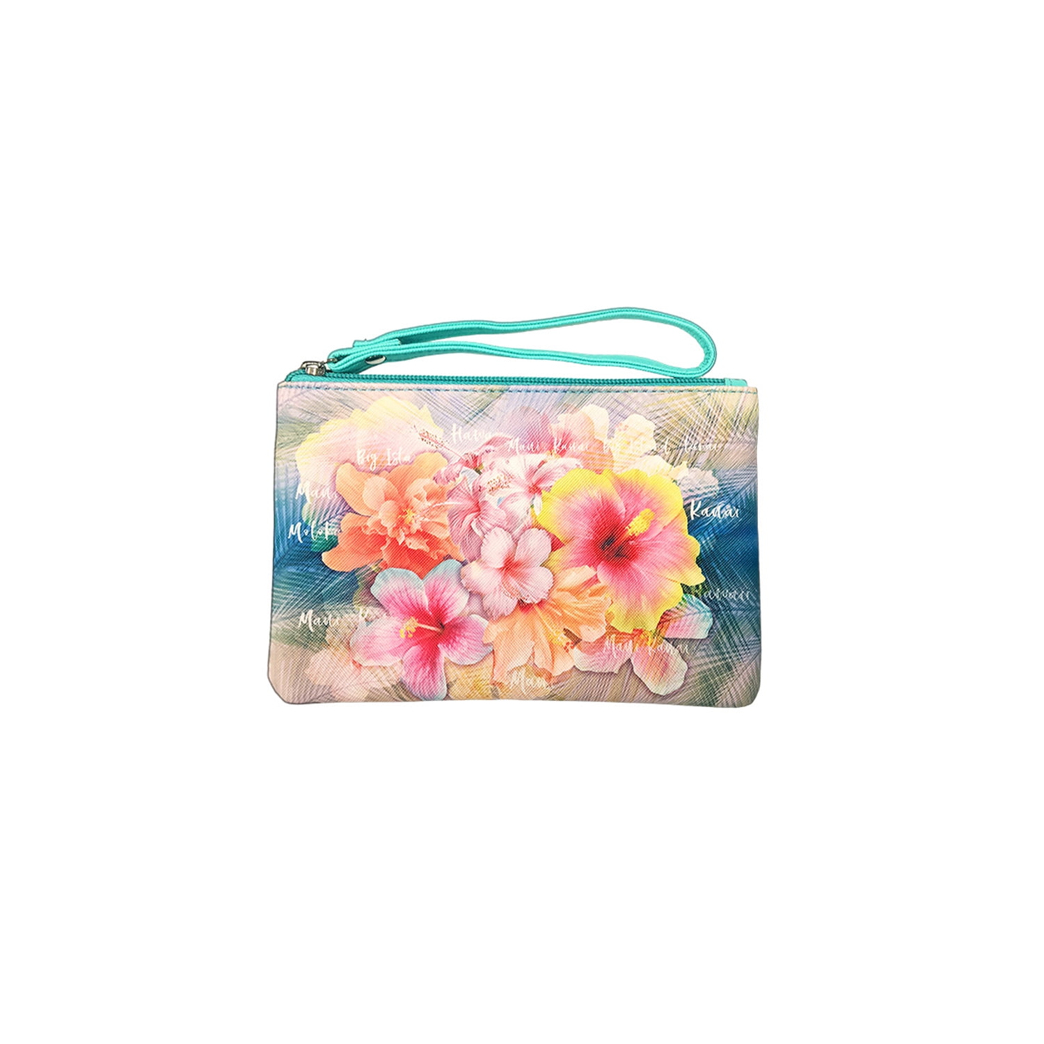 Island Crew Hawaii Pouch-Medium PINK YELLOW HIBISCUS