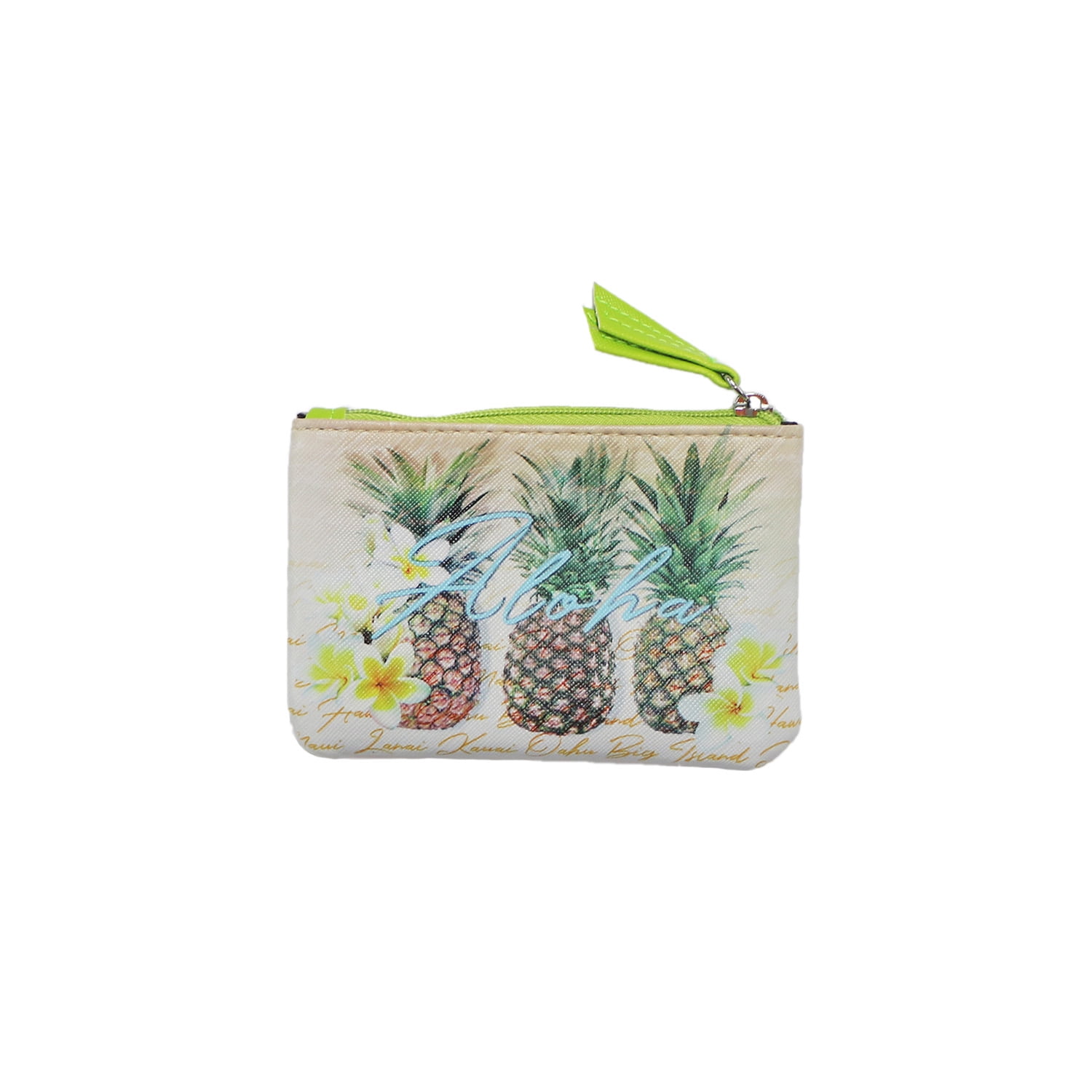 Island Crew Hawaii Pouch-Small GREEN PINEAPPLES-GRN