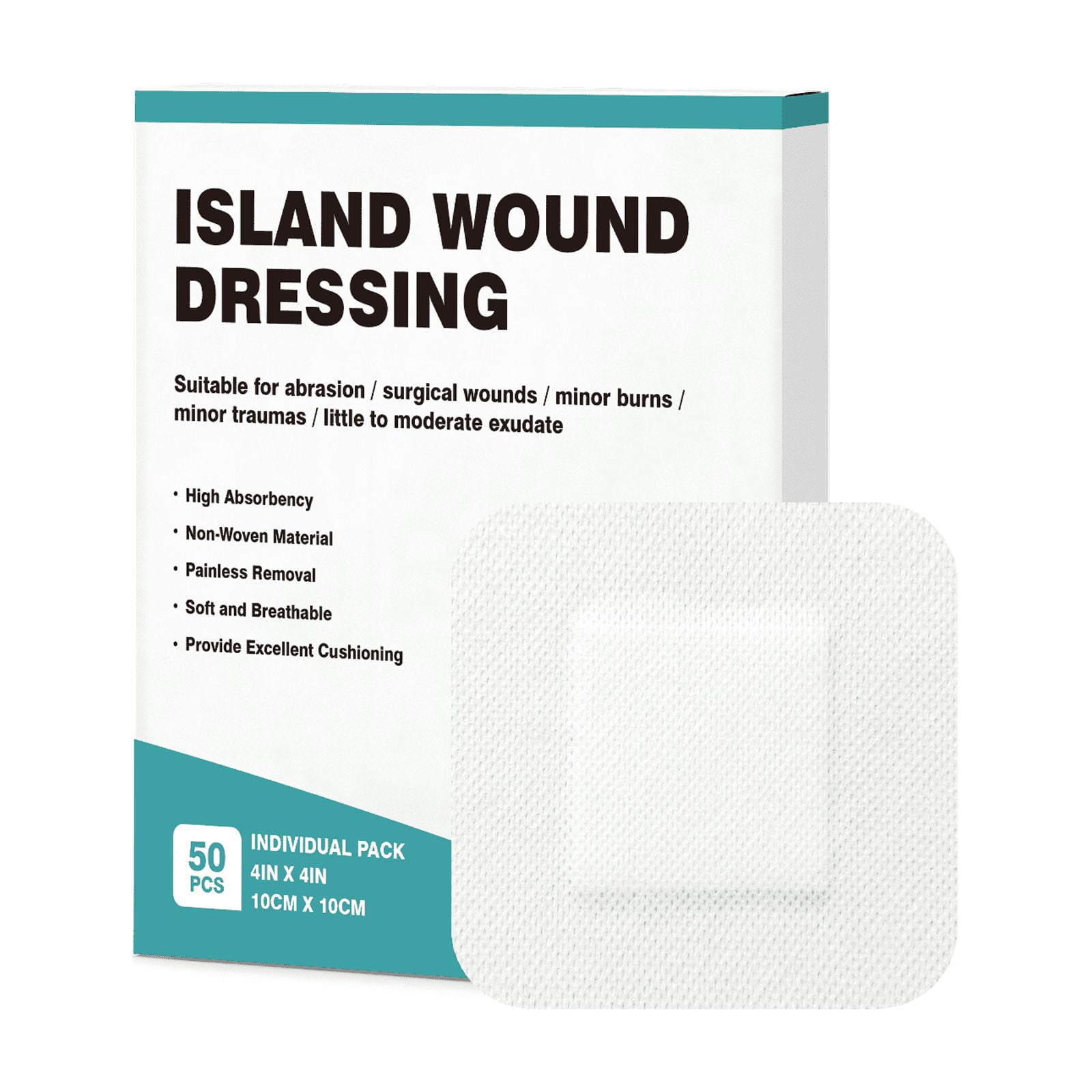 non stick dressing Medline Optifoam Nonadhesive Foam Wound Dressing, 4" & 6" CURAD Ouchless NON Island Dressing 4"x4", 50 Individual