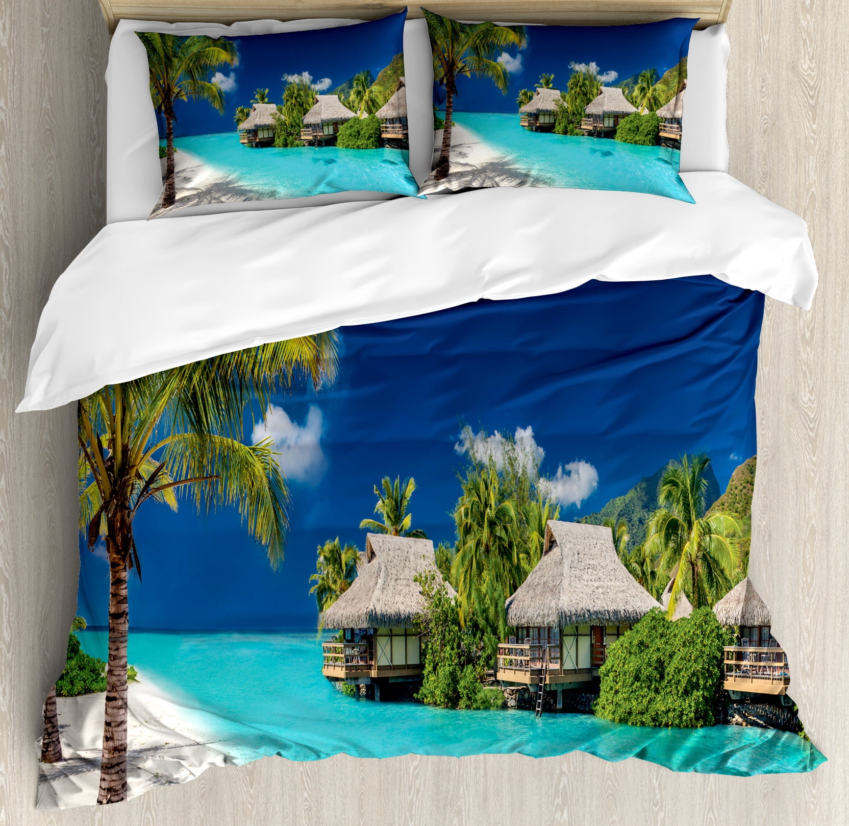 Palm Island Embroidered Duvet Cover Set
