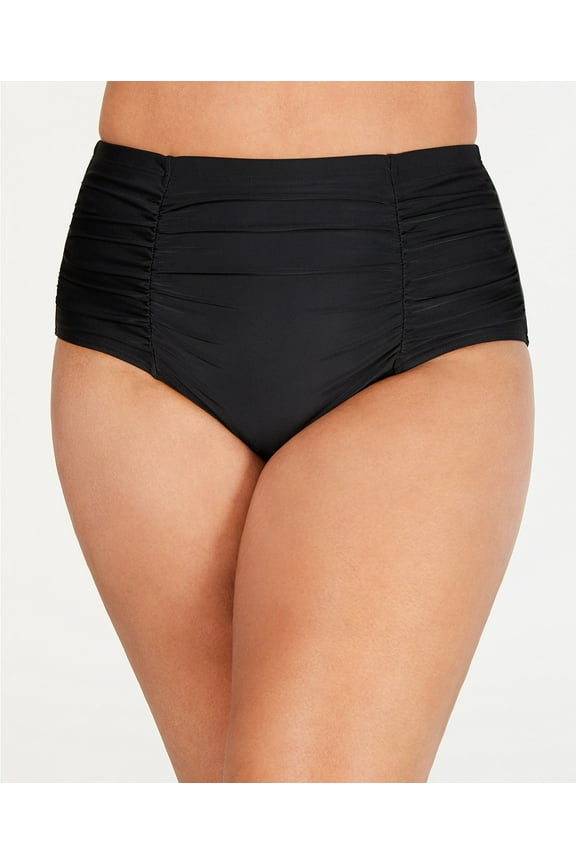 BLACK Plus Size High-Waist Bikini Swim Bottom, US 22W