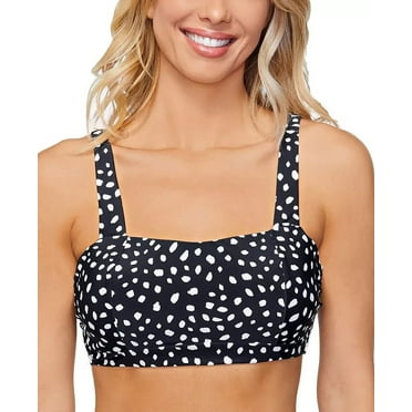 Island Escape BLACK/WHITE Printed Costa Rica Underwire Bikini Swim Top, US 10