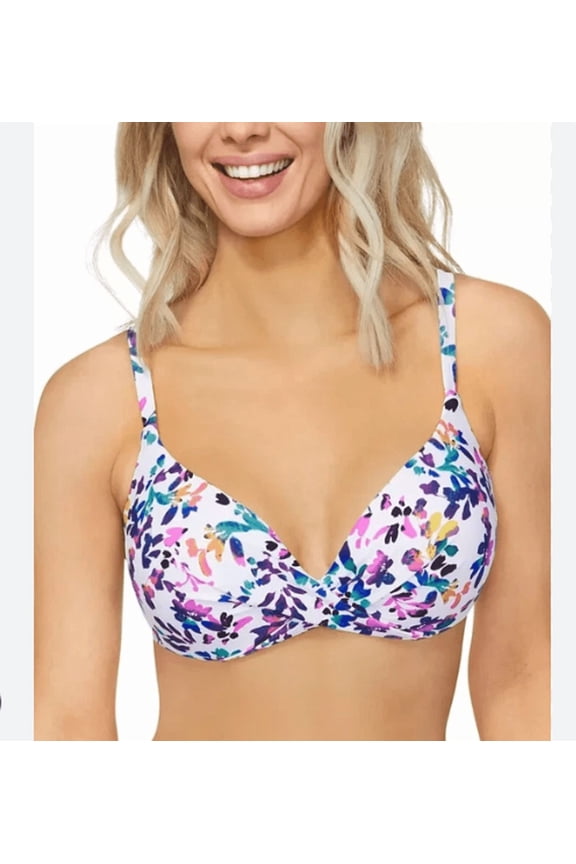 Gemini Push Up Bikini Underwire Bust Support Floral Twist Swim Top Size 14
