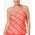 thumbnail image 1 of Island Escape ORANGE Ocean In Motion Tie-Dye Macrame Tankini Top, US 6, 1 of 4