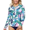 thumbnail image 1 of Island Escape Women's Half-Zip Rashguard Swimsuit Multicolor M, 1 of 1