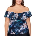 thumbnail image 1 of Island Escape Women's Plus La Flor Floral Print Underwire Tankini Top Swimsuit Black Size 22W, 1 of 4