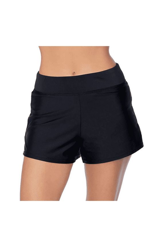Women's Pull-On Swim Shorts Swimwear , Black , 8