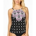 thumbnail image 1 of Island Escape Women's White Sands Cali Printed Tankini Top Swimsuit Black Size 10, 1 of 3